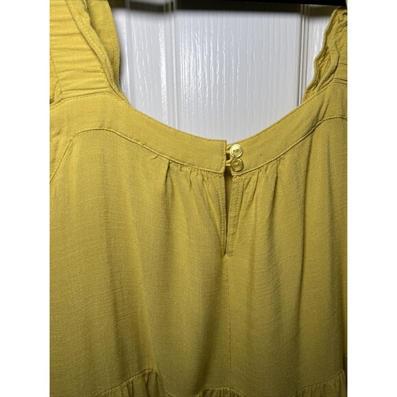 Shinestar Tiered Sundress Size Large Sleeveless Yellow Flowy Wide Straps - Picture 4 of 9